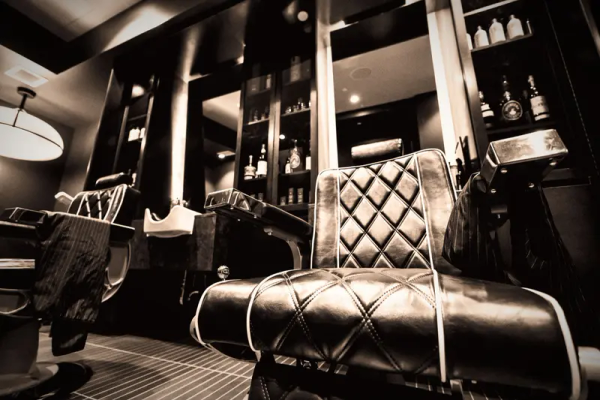 Barber chair inside The Three Blades